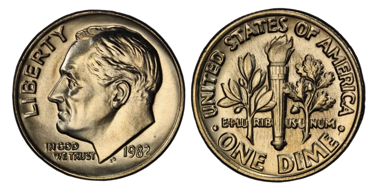 1982 No-P Roosevelt Dime